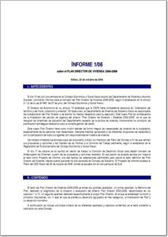 Estudio nº 5: Informe 1/06 sobre el PLAN DIRECTOR DE VIVIENDA 2006-2009