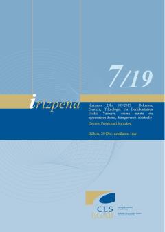 7/19 Irizpena, ekainaren 23ko 109/2015  Dekretua, Zientzia, Teknologia eta Berrikuntzaren Euskal Sarearen osaera arautu eta eguneratzen duena, hirugarrenez aldatzeko Dekretu Proiektuari buruzkoa