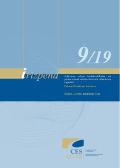 9/19 Irizpena, adikzioen arloan lanbide-ibilbidea eta jardun onenak aitortu eta horiek zehaztearen inguruko dekretu proiektuari buruzkoa