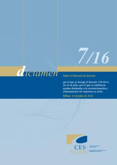 Dictamen 7/16 sobre el P.Decreto por el que se deroga el Decreto 158/2014, de 29 de julio, por el que se establecen ayudas destinadas a la reestructuración y relanzamiento de empresas en crisis