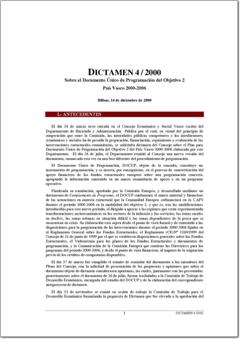 7 Dictamen 4/00 sobre el Documento Único de Programación del Objetivo 2 País Vasco 2000-2006 (pdf).