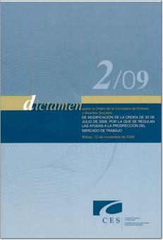 Dictamen 2/09 sobre la Orden de la Consejera de Empleo y Asuntos Sociales de modificación de la Orden de 30 de julio de 2008, por la que se regulan las ayudas a las prospección del mercado de trabajo.